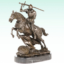 Chevalier Médiéval Métal Déco Soldat Bronze Sculpture Statue Tpy-454